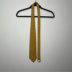 Brooks Brothers yellow & blue horse bit print 100% silk career office neck tie